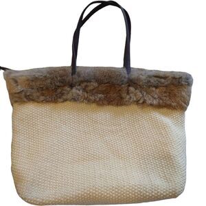 Muche et  muchette fur lined tote  Boho Beachy Cottage Cote